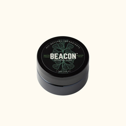 Beacon Styling Clay, medium hold matte finish hair clay for men and women, natural water-based formula.