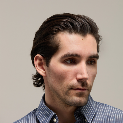 Medium length flow hairstlye styled with Beacon Styling Cream, natural movement with light hold and subtle shine for men and women.